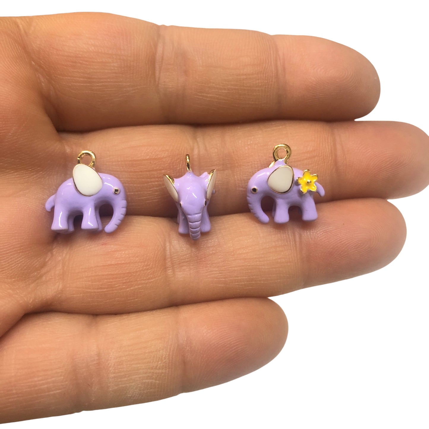 Altın Kaplama Üç boyutlu  Çiçekli Lila Fil Sallantı