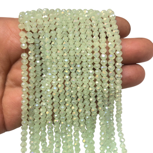Kristal Boncuk, Çin Kristali-4mm - 78- Buzlu  Janjanlı Su Yeşili