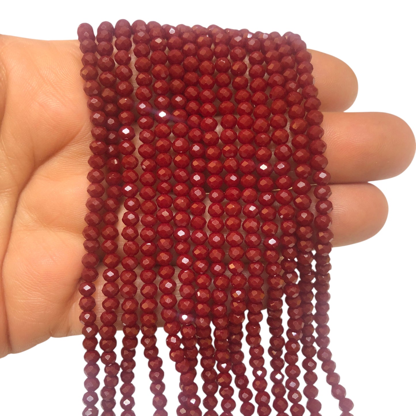 Kristal Boncuk, Çin Kristali-4mm - 2 - Koyu Kremit