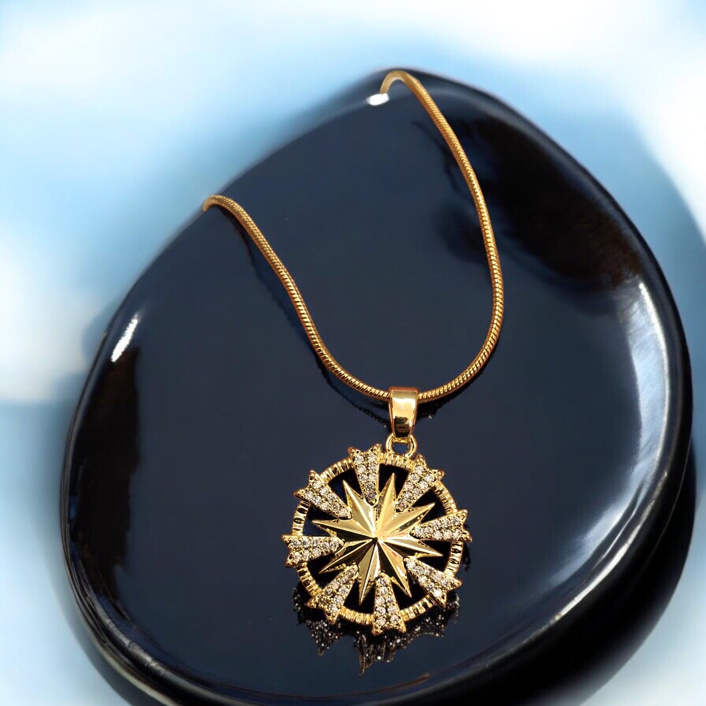 Altın Kaplama Zirkon Taşlı Kutup Yıldızı Kolye ucu