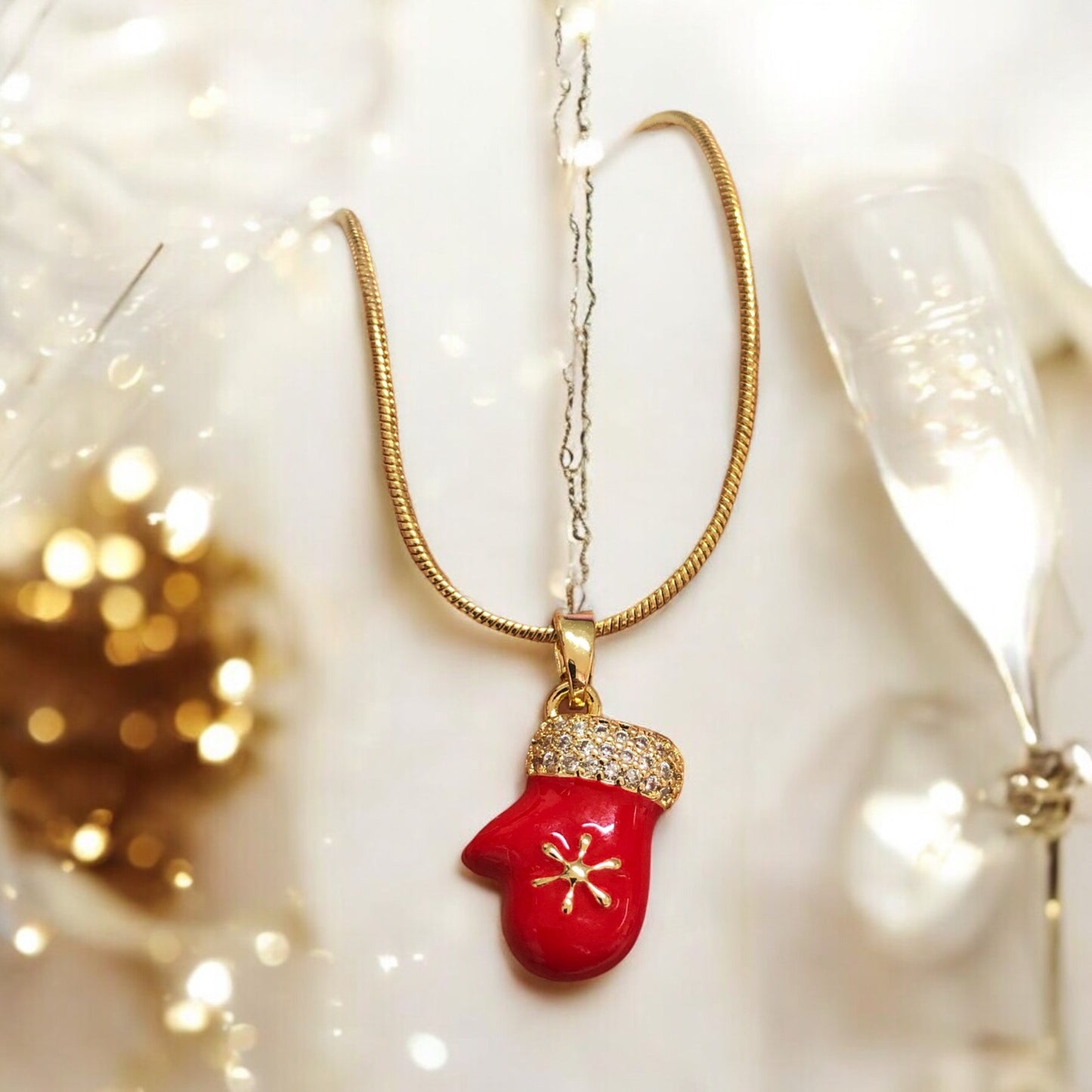 Altın Kaplama Zirkon Taşlı Mineli Yeni Yıl Aparat - Eldiven