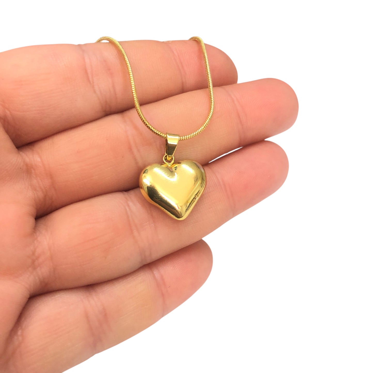 Sarı Çelik Tombul Kalp Kolye Ucu