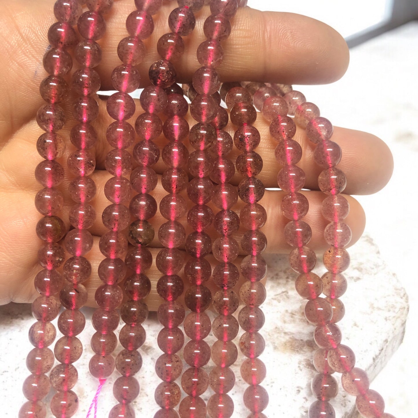 A Kalite  Çilek Kuvars - 6 mm