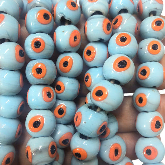 12mm Yuvarlak Cam Nazar Boncuk  - Turuncu