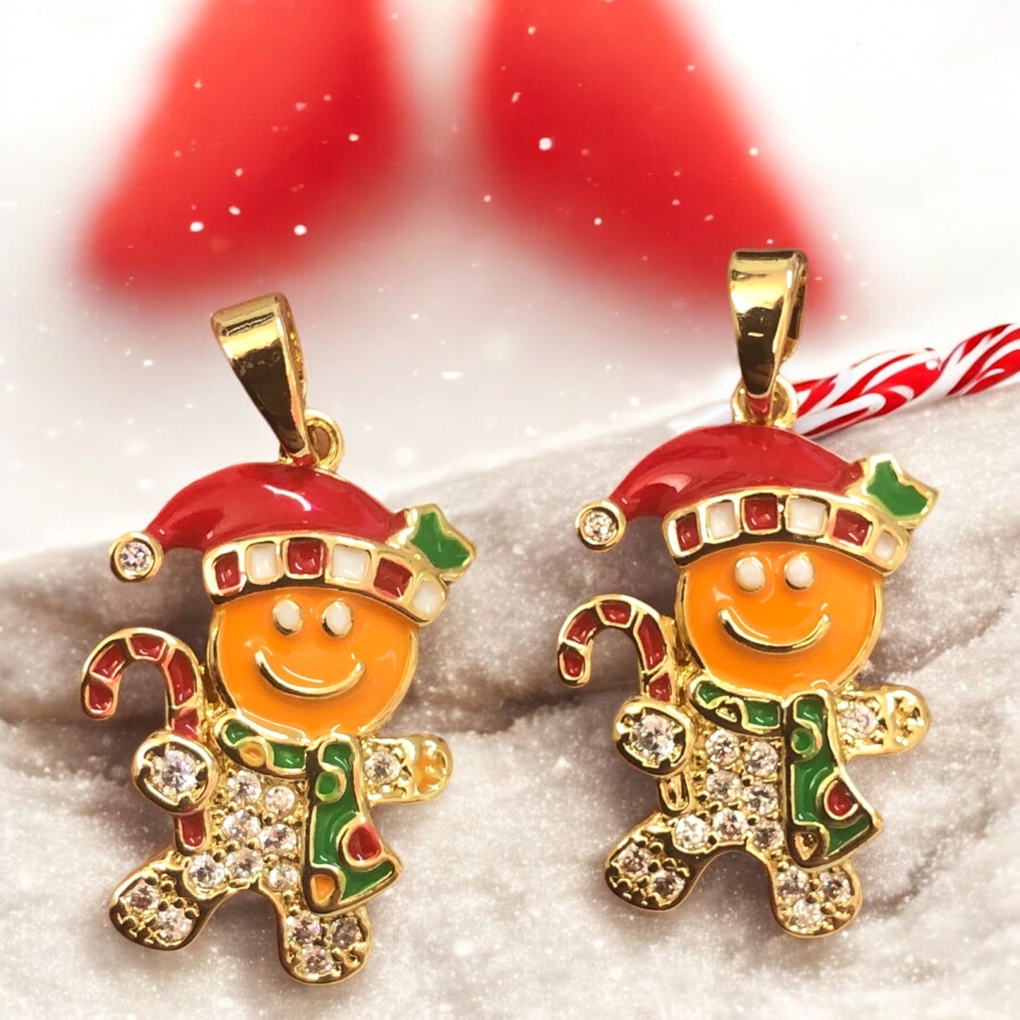 Altın Kaplama Mineli Zirkon Taşlı Mineli Yeni Yıl Aparat - Kurabiye Adam