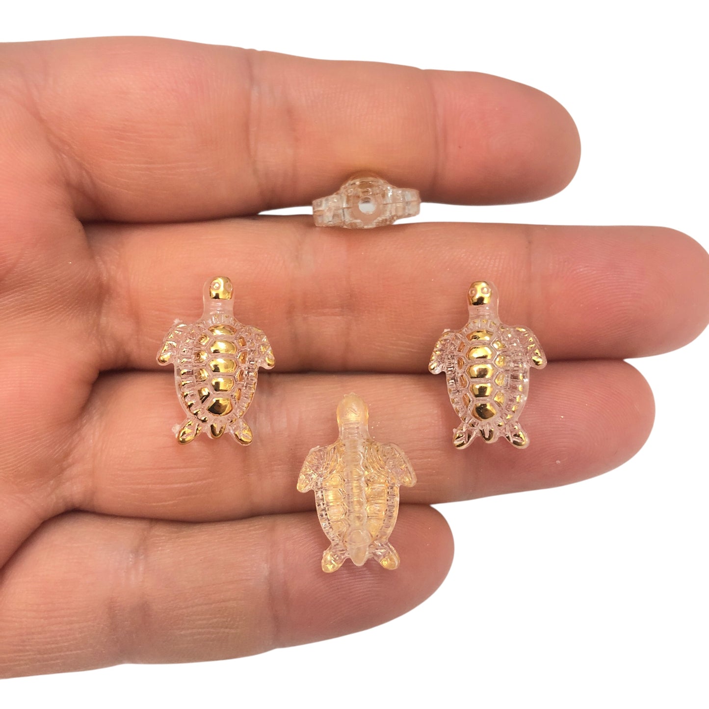 Akrilik  Şeffaf Altın Yaldızlı Kaplumbağ