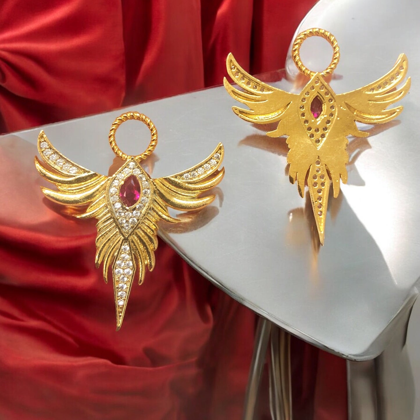 Altın Kaplama Zirkon Taşlı Anka Kuşu Kolye Ucu