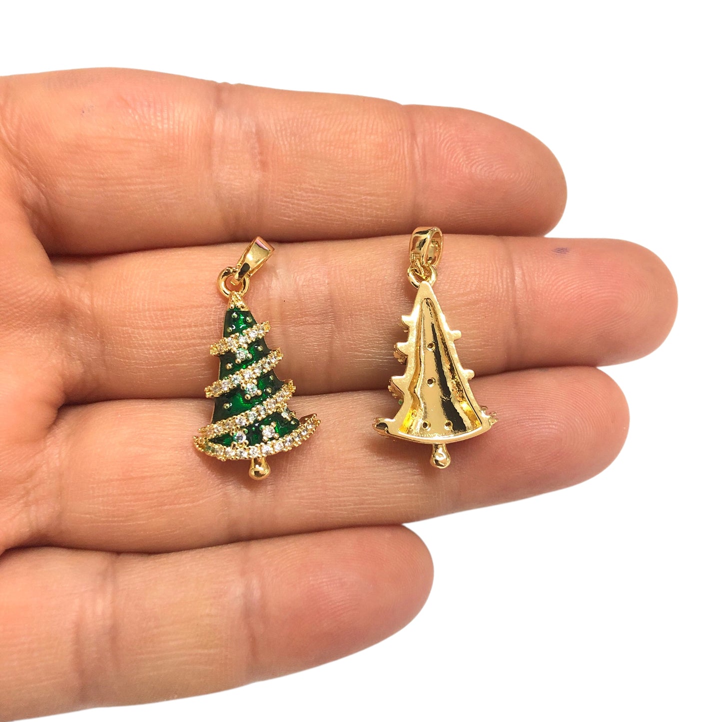 Altın Kaplama Zirkon Taşlı Mineli Yeni Yıl Aparat - Çam Ağacı