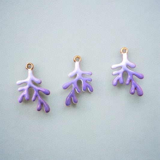 Altın Kaplama Mineli Ebruli Dal Mercan-Mor