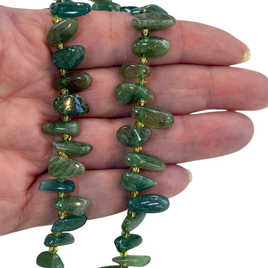 Düzensiz Damla Formlu A Kalite Doğal Yeşil Garnet – 40cm