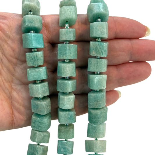 A Kalite Küp Kesim Doğal Amazonit, Yaklaşık Uzunluk – 39cm