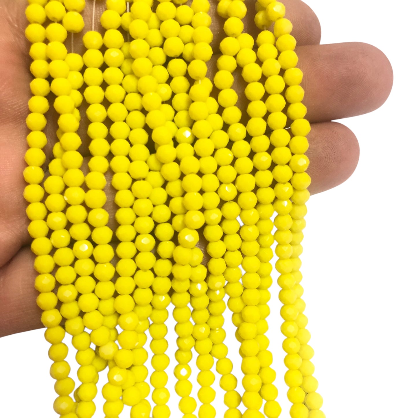 Kristal Boncuk, Çin Kristali-4mm - 54 - Opak Kanarya Sarı