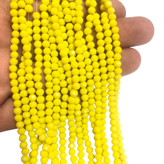 Kristal Boncuk, Çin Kristali-4mm - 54 - Opak Kanarya Sarı