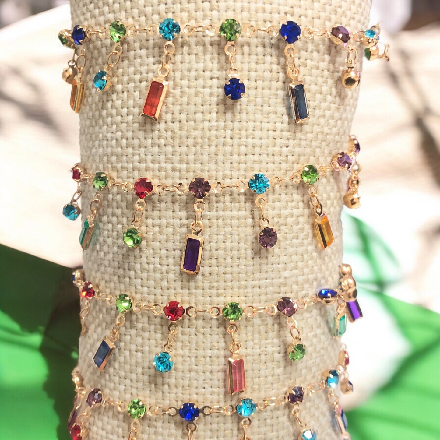 Altın Kaplama  Sallantı Baget Taşlı Zincir - Mix