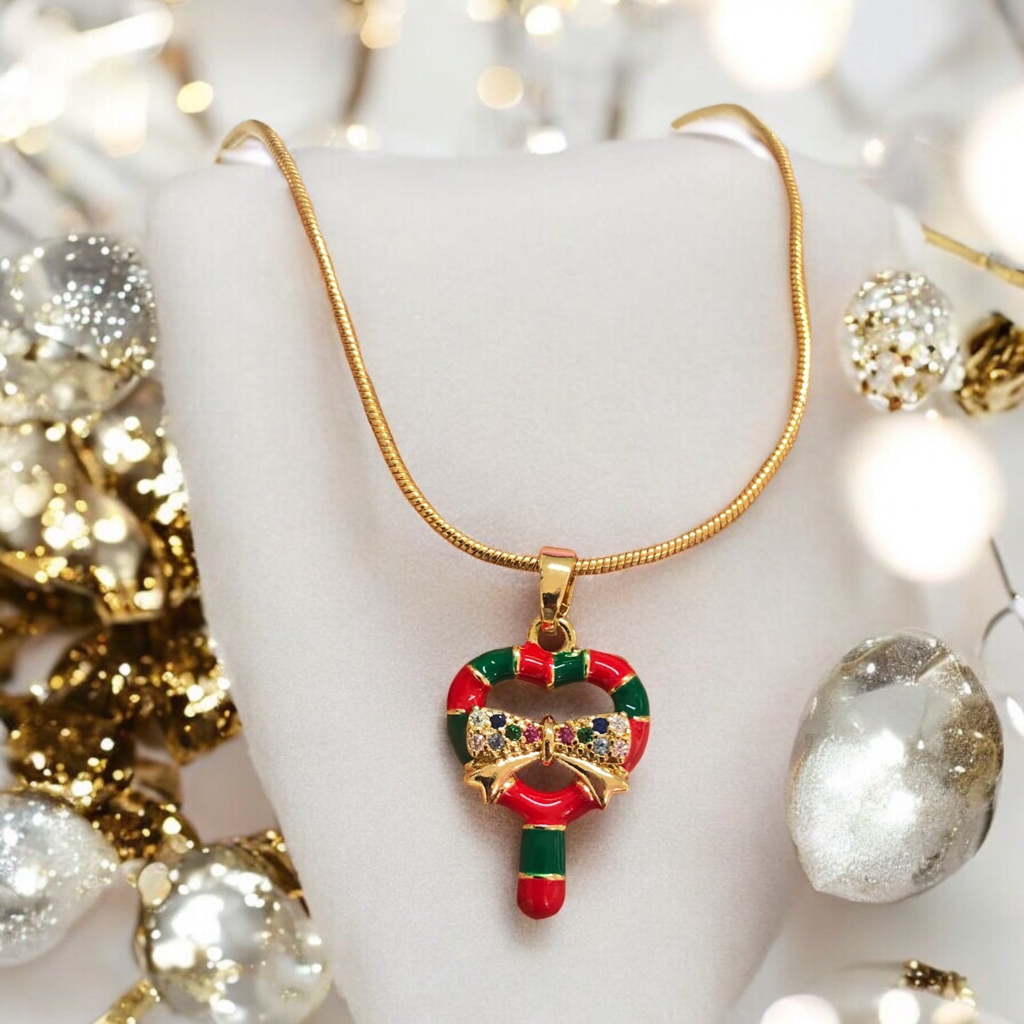 Altın Kaplama Zirkon Taşlı Mineli Yeni Yıl Aparat - Fiyonklu Anahtar