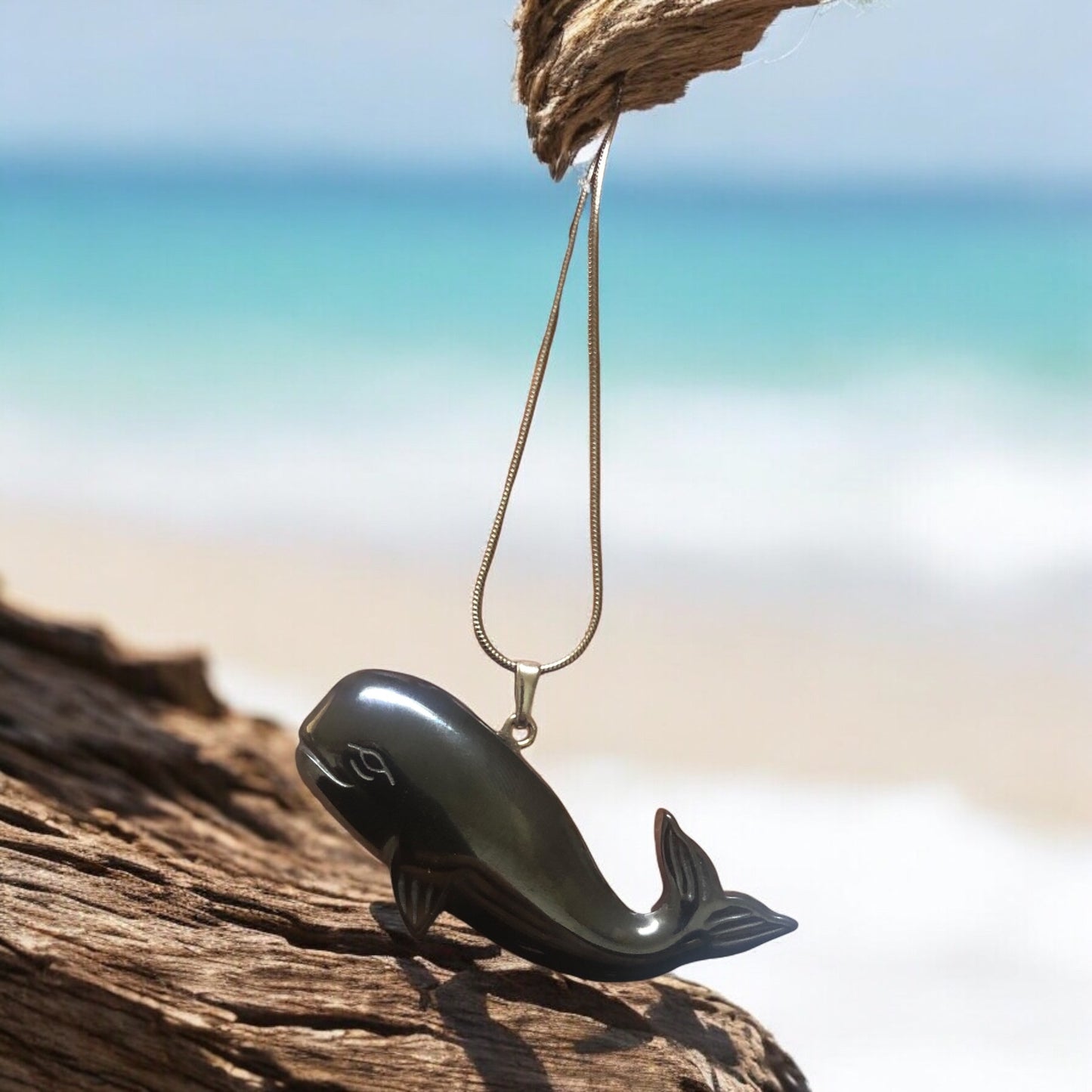 Doğal Taş - Hematit Kolye Ucu - Balina