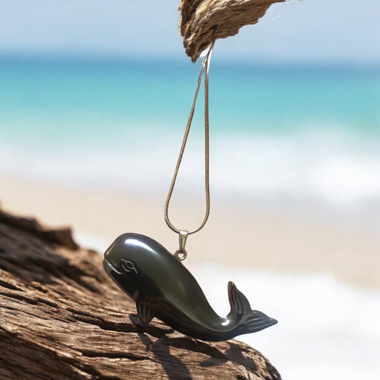 Doğal Taş - Hematit Kolye Ucu - Balina