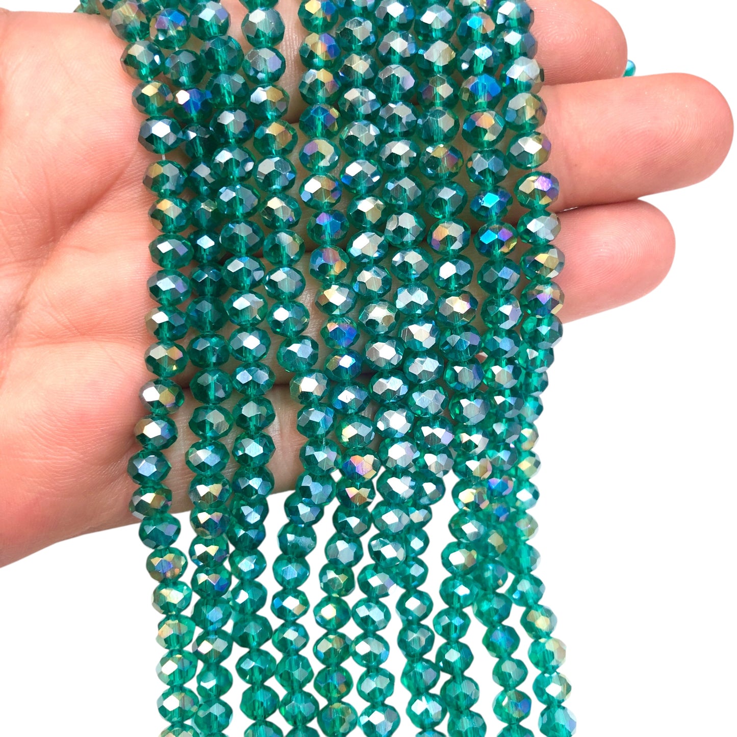 Çin Kristali 6mm - 6105 Şeffaf Janjanlı  PetrolYeşil