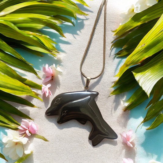 Doğal Taş - Hematit Kolye Ucu - Yunus