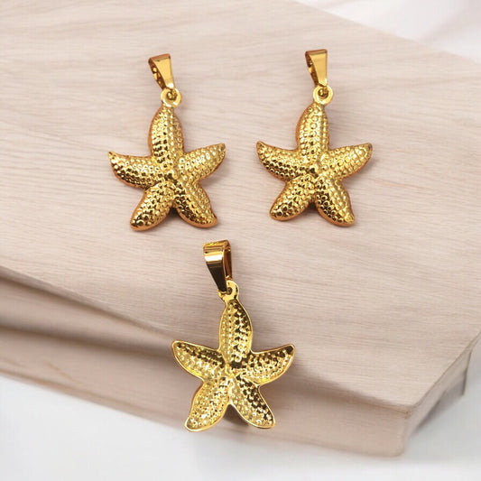 Sarı Çelik Deniz Yıldızı Kolye Ucu