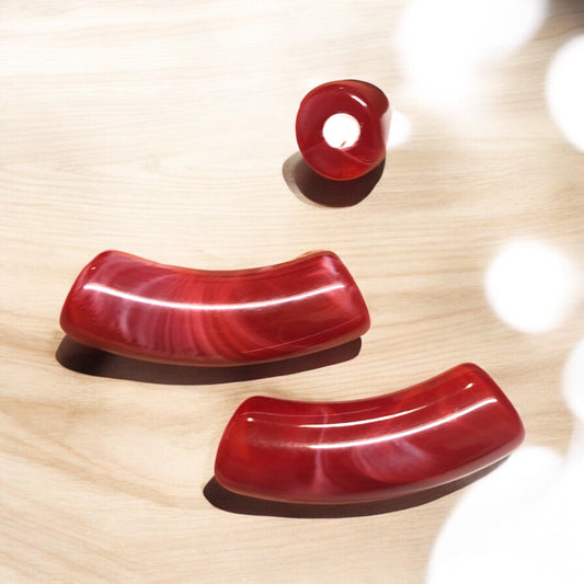 A Kalite Akrilik 11.2x34.8mm- Ebruli Kırmızı