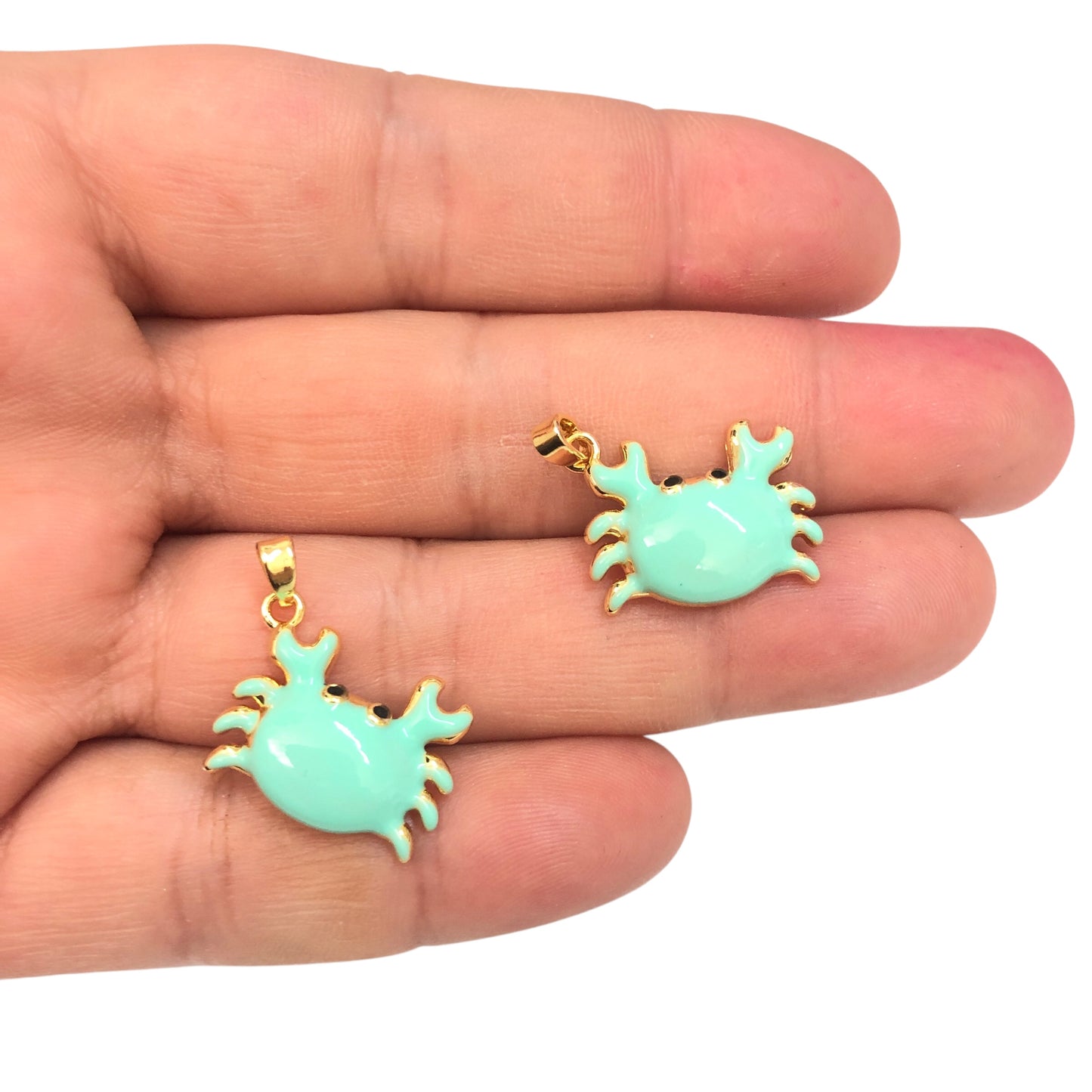 Altın  Kaplama  Mineli Yengeç  Kolye Ucu - Mint