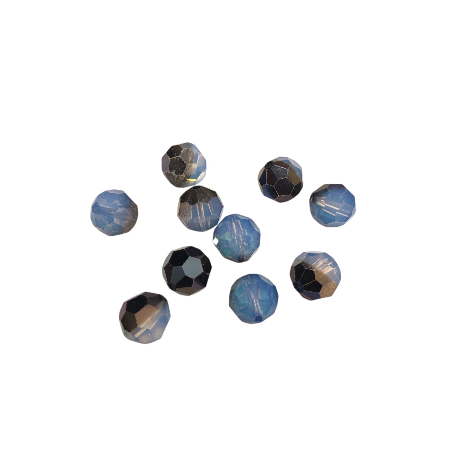 Swarovski Kristal 8mm Petek Kesim -  Şeffaf Gümüş Mavi ( White Opal Sky Blue.) - 007