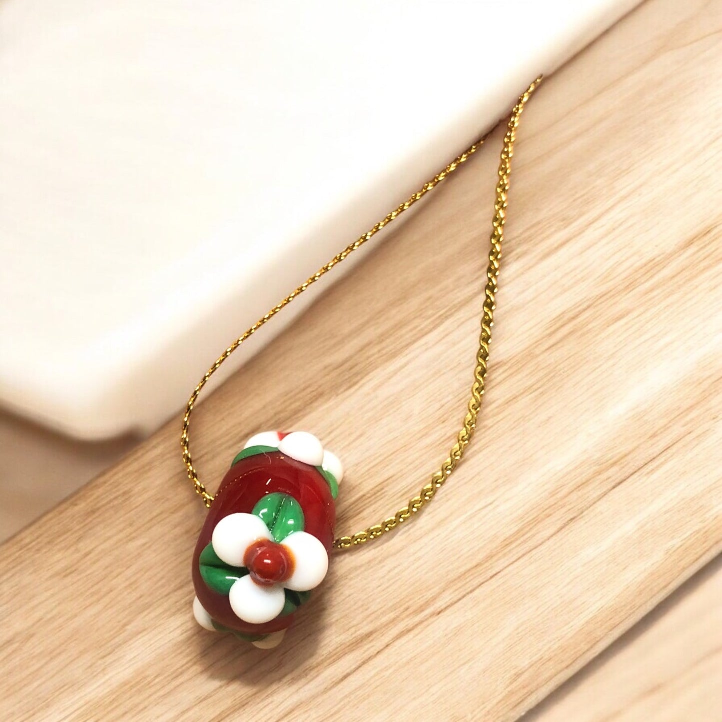 Murano Kokinalı Rondel Kırmızı