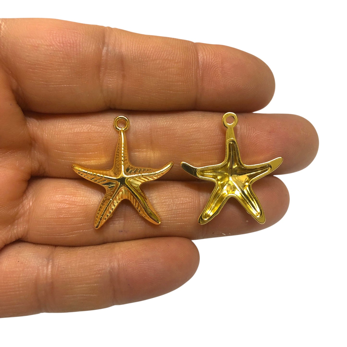 Altın Kaplama Sallantı Deniz Yıldızı Çizgili - 28mm