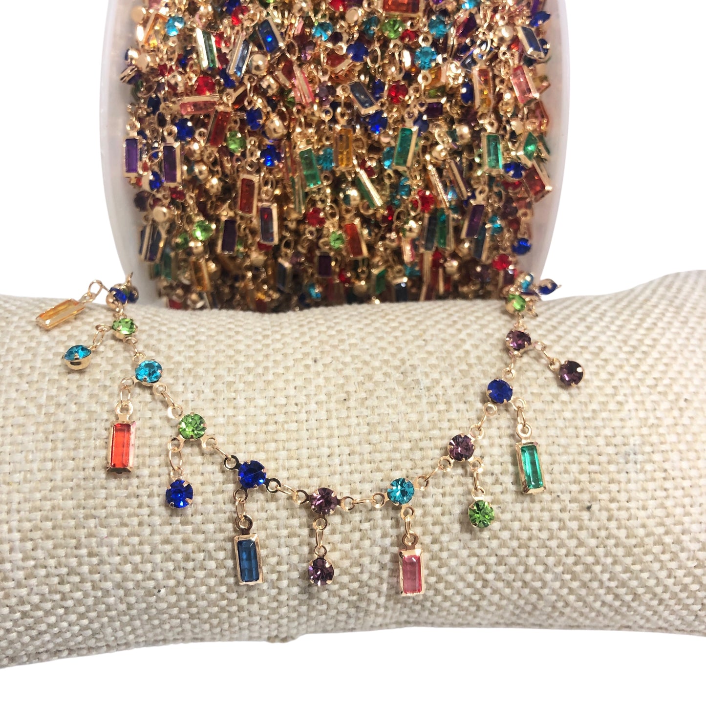 Altın Kaplama  Sallantı Baget Taşlı Zincir - Mix