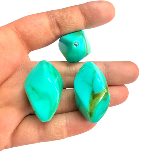 Akrilik Boncuk- Şekilsiz Turkuaz 39mm