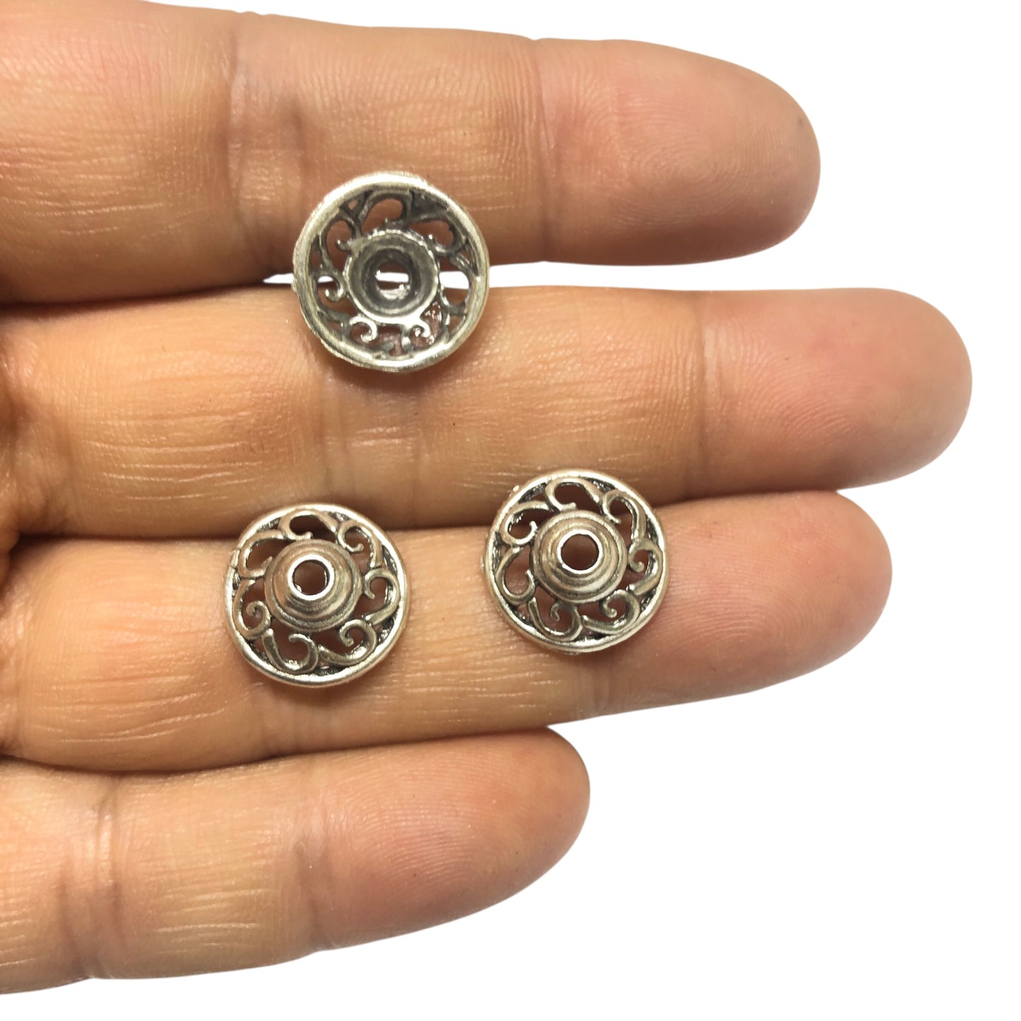 Antik Gümüş Kaplama Boncuk Kapağı - 14mm