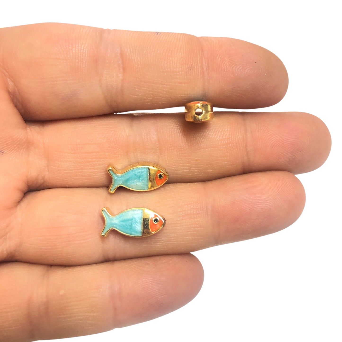 Altın Kaplama Sedef Mineli Balık Bileklik Aparatı Çift Taraflı - Mint