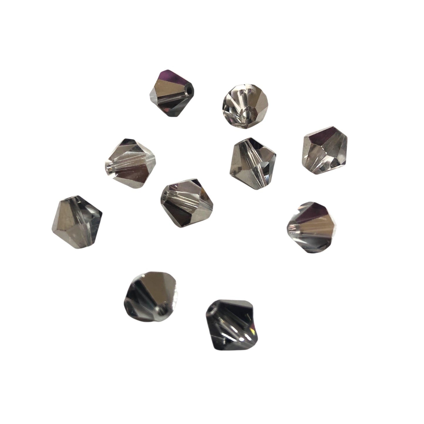 Swarovski 8mm Piramit (Bicone ) Şeffaf Gümüş (Crystal Light Chrome ) - 005