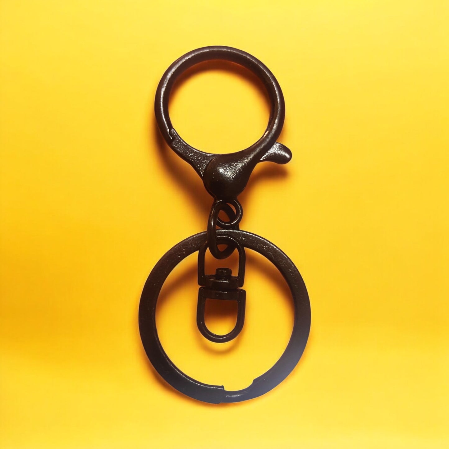 Mineli Tetikli Halka Metal Anahtarlık Klipsi - Siyah