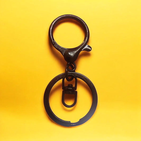 Mineli Tetikli Halka Metal Anahtarlık Klipsi - Siyah