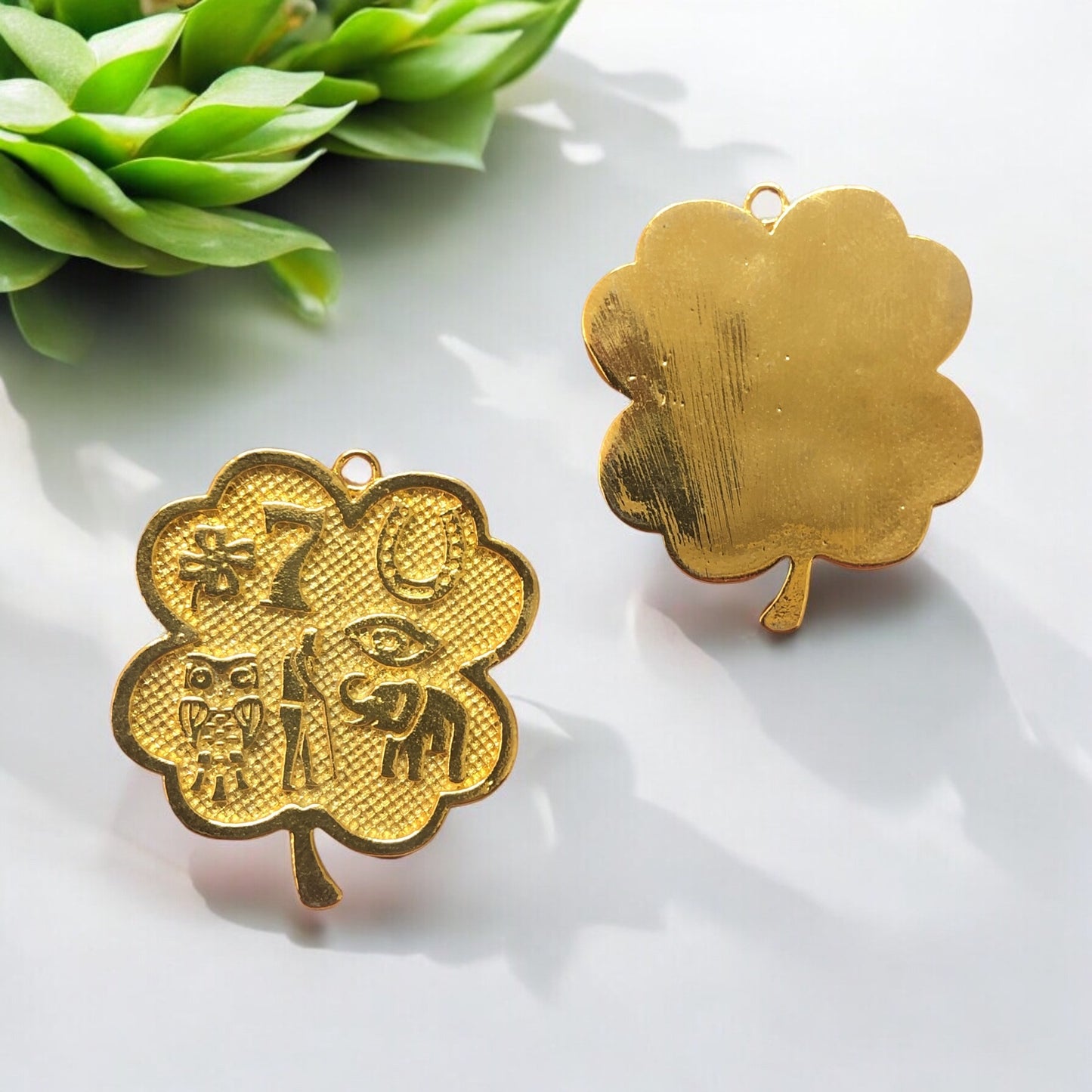 Altın Kaplama ''Şans & Bereket Yoncası ''Kolye ucu