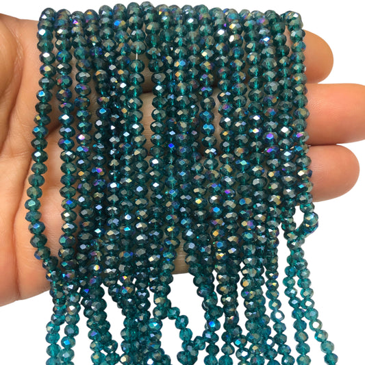 Kristal Boncuk, Çin Kristali-4mm - 75- Şeffaf Janjanlı Petrol Mavi