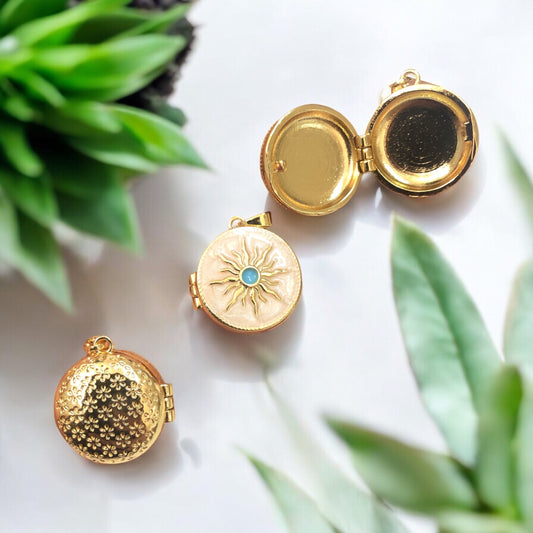 Altın  Kaplama Açılabilir Çift taraflı Kolye Ucu- Sedef