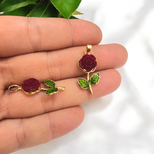 Altın Kaplama Mineli Gül Kolye