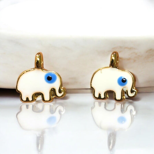 Altın Kaplama Sedefli Fil Sallantı -Beyaz