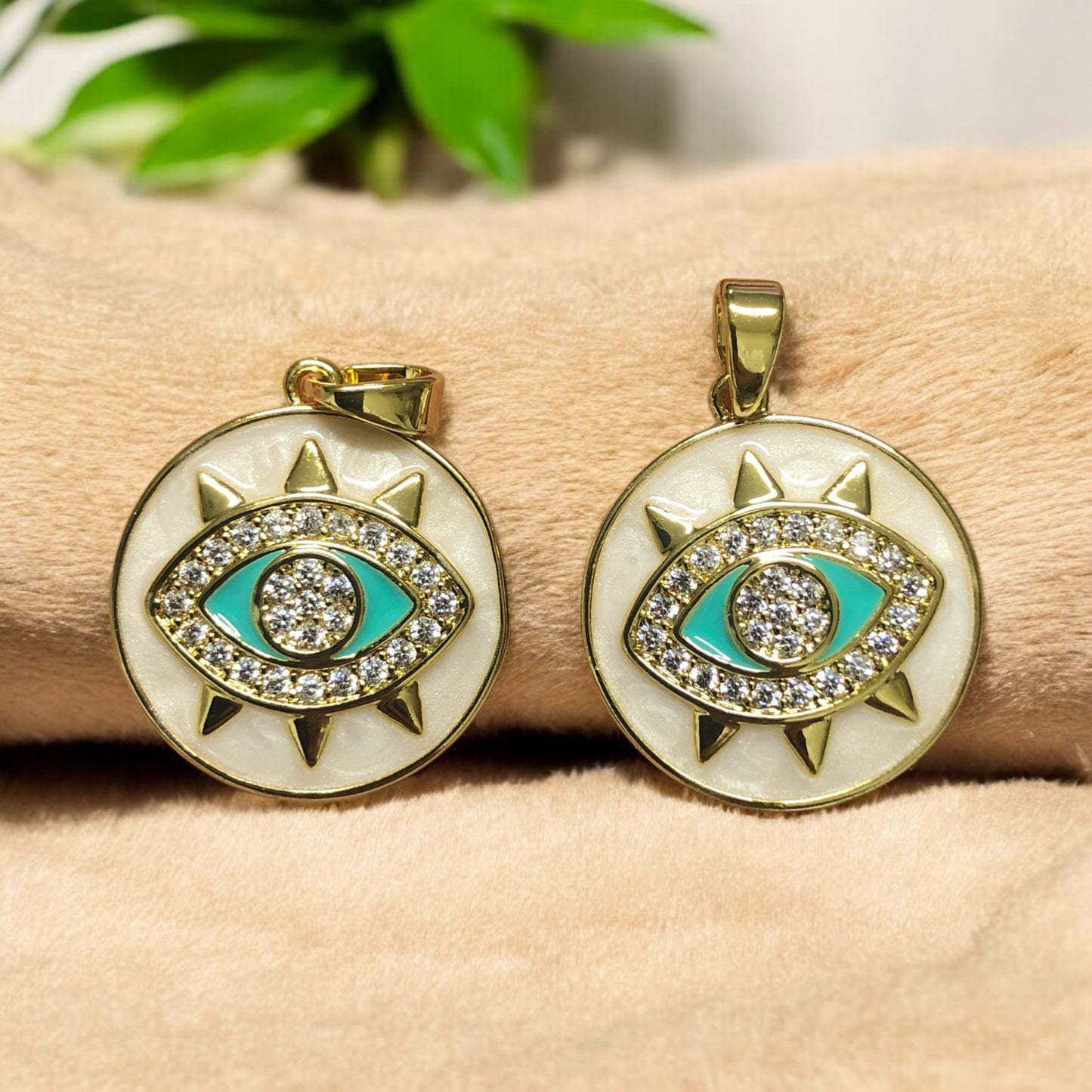 Sarı Çelik  Zirkon Taşlı Göz Kolye Ucu