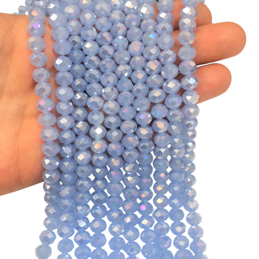 Kristal Boncuk, Çin Kristali-8mm-61 (Buzlu Janjanlı Açık leylak)