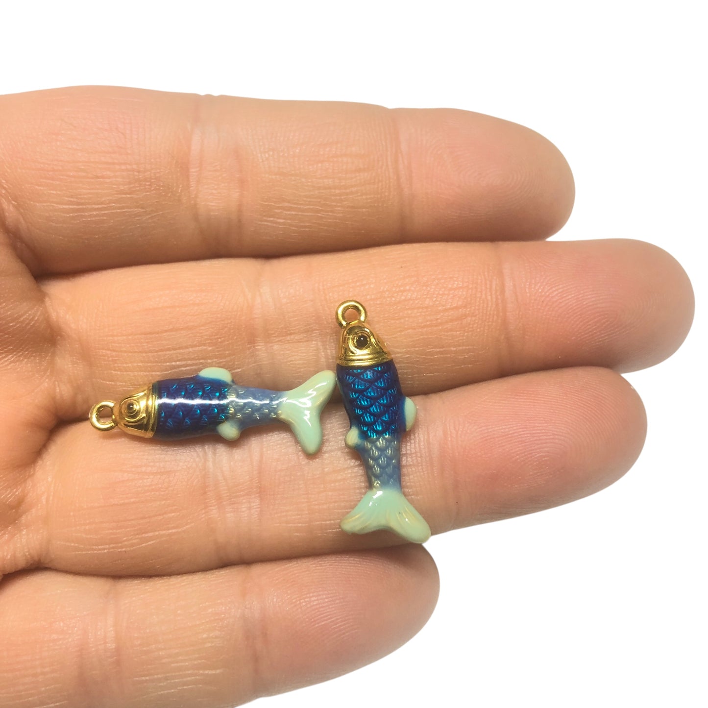 Sarı Çelik Mineli Balık Kolye Ucu -2