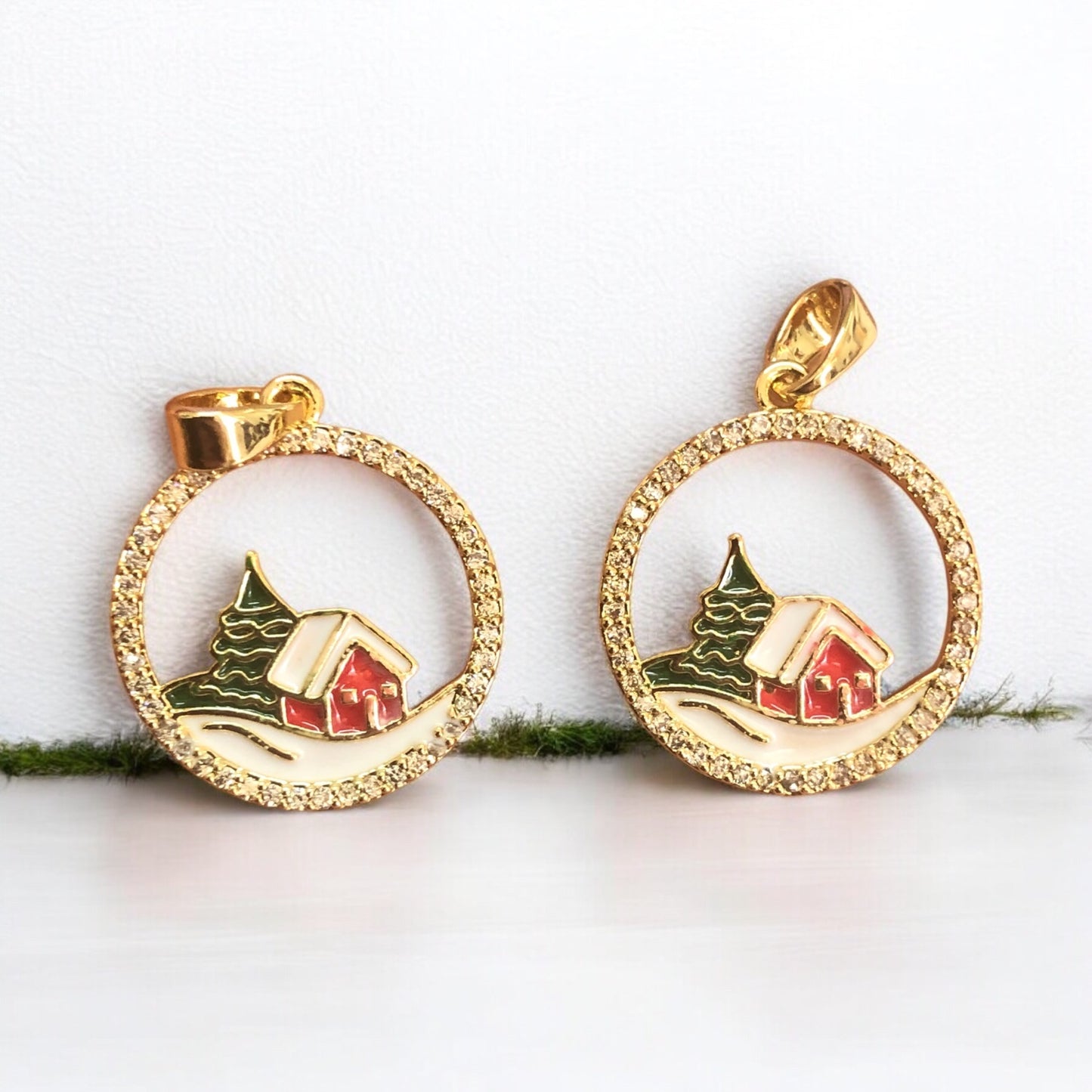 Altın Kaplama Mineli Zirkon Taşlı Mineli Yeni Yıl Aparat - Yeni yıl Ev Manzara