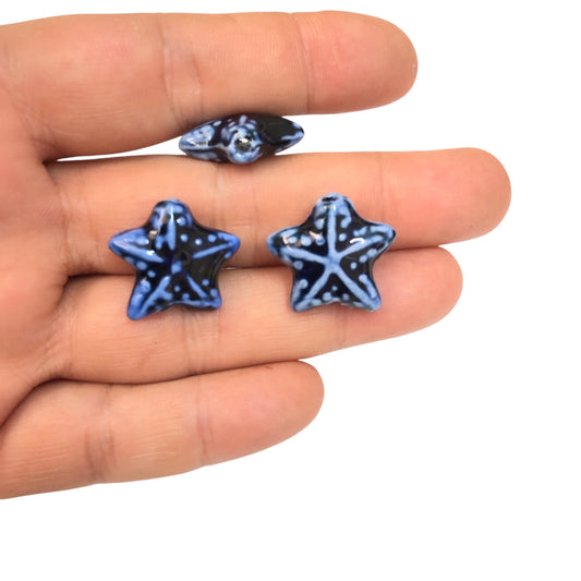 Seramik Yıldız  Büyük Boy  - Lacivert