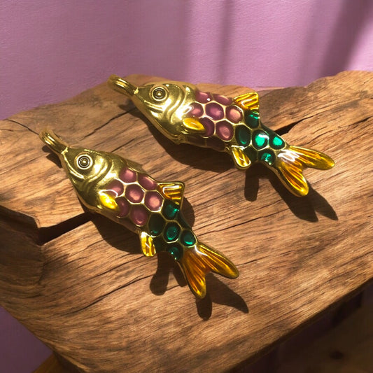 Sarı Çelik Mineli Balık Kolye Ucu -3