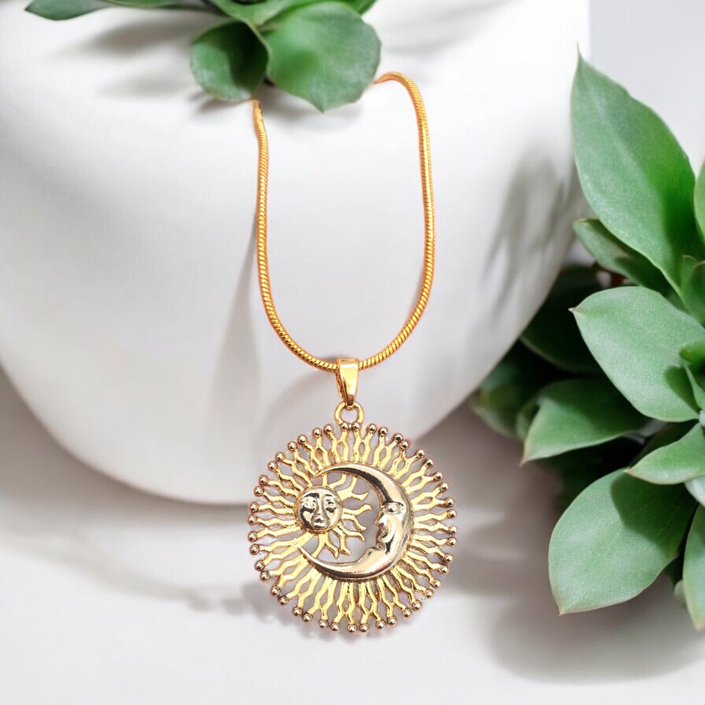 Altın &Rodyum Kaplama Güneş &Ay Kolye Ucu