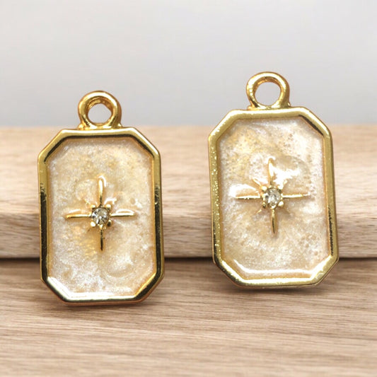 Altın Kaplama Zirkon Taşlı  Mineli  Sedef Kutup Yıldızı