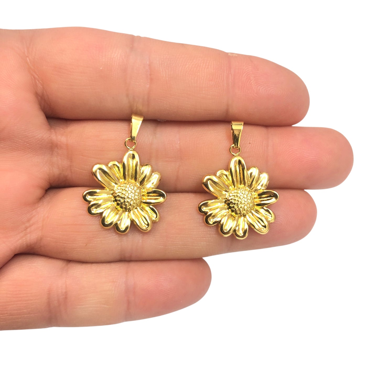 Sarı Çelik Çiçek Kolye Ucu 19mm